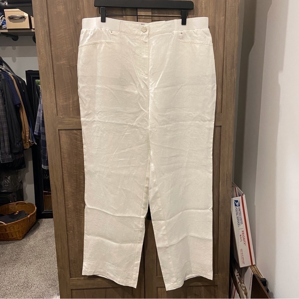 NWT JM Collection White Linen‎ Pants Lined XL